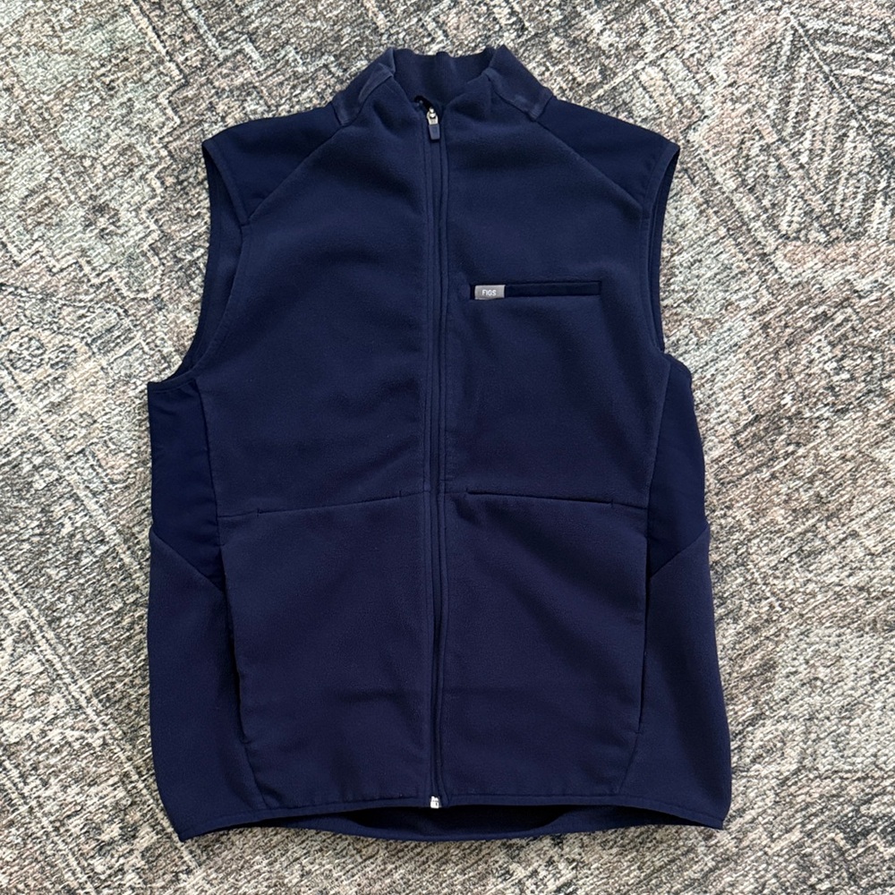 Figs On-Shift Vest Women’s XL Fleece Full Zip Pockets Blue Primaloft